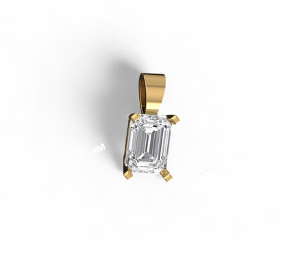 Emerald Cut Solitaire Diamond Pendant