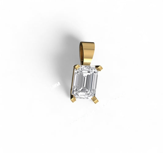 Emerald Cut Solitaire Diamond Pendant