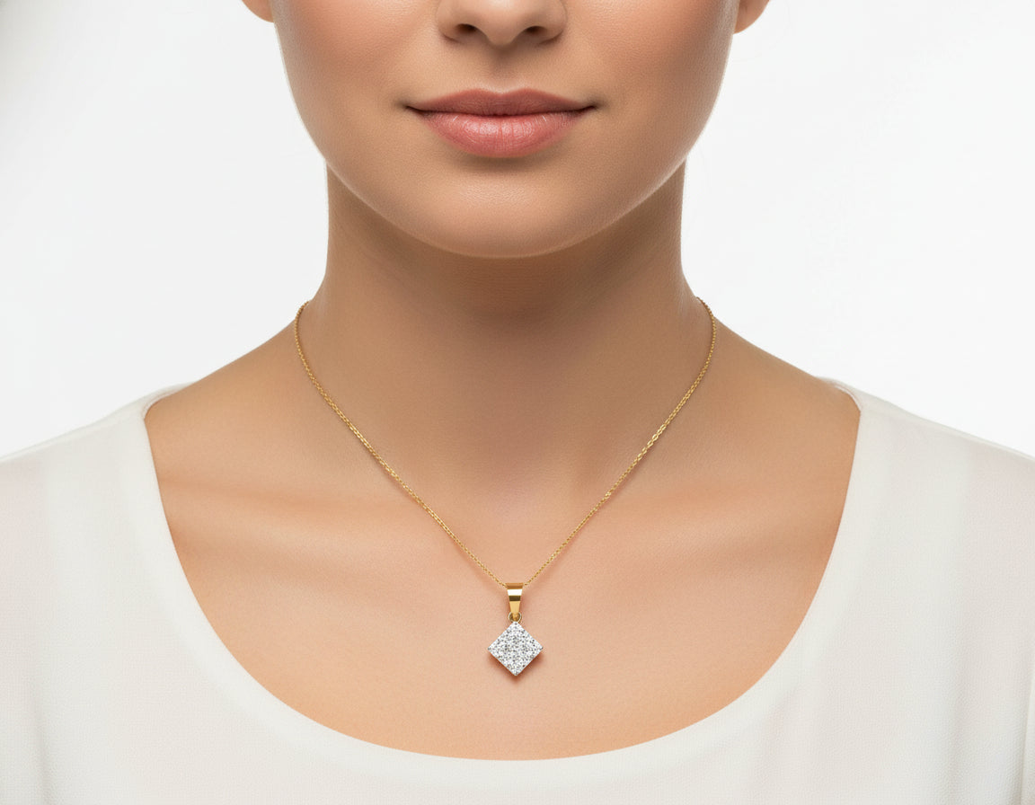Square Cluster Diamond Pendant