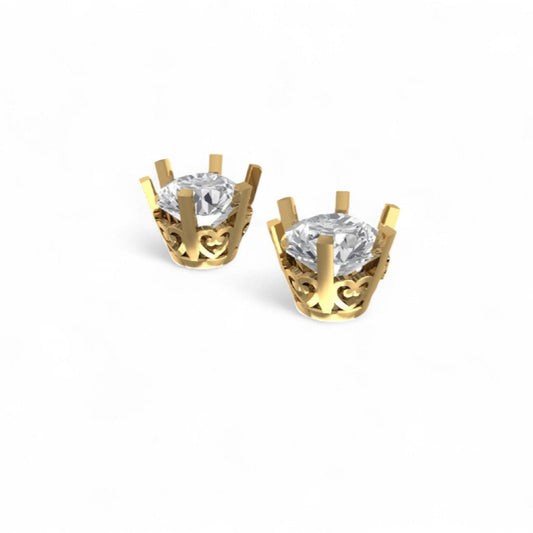 Classic Round Solitaire Stud Earrings