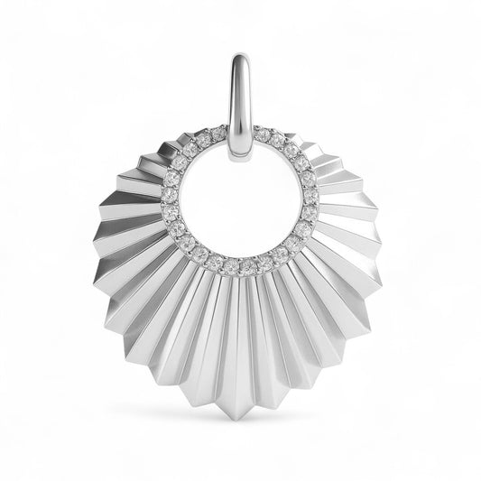 Radiant Sunburst Diamond Pendant in Gold and Silver