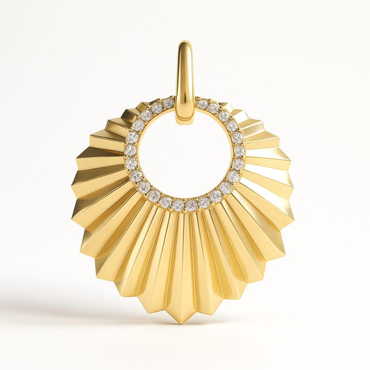 Radiant Sunburst Diamond Pendant in Gold and Silver
