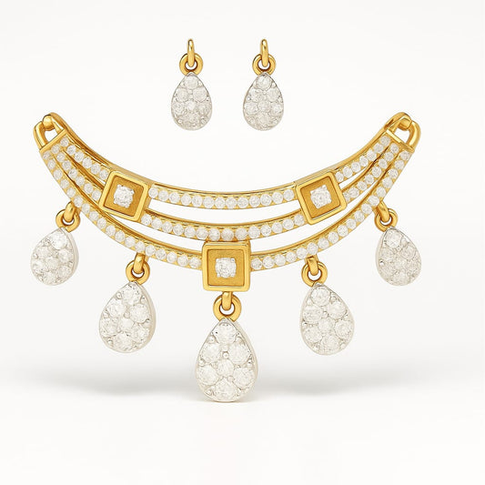 Stylish Gold Diamond Drop Pendant