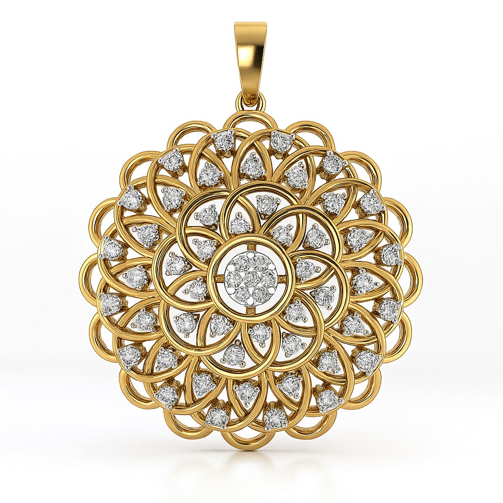 Royal Floral Cluster Diamond Pendant