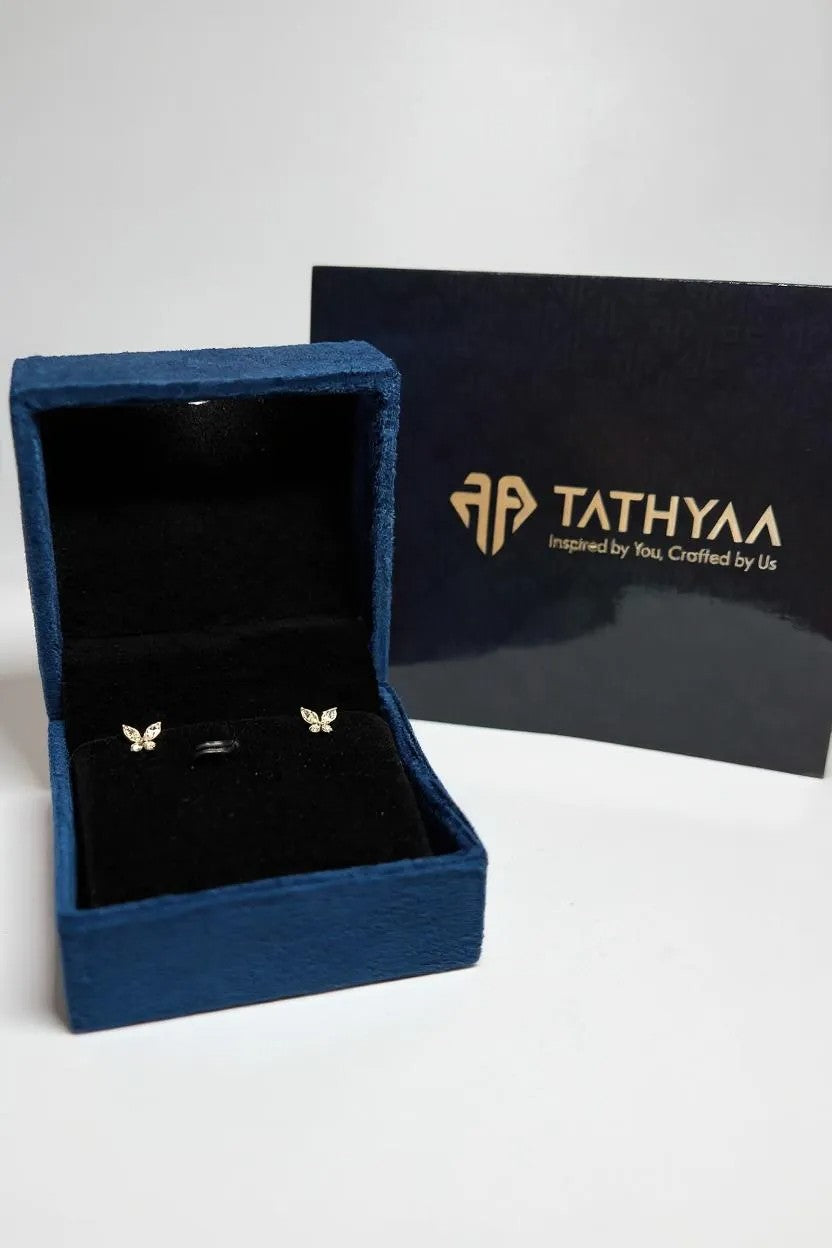 Mini Solitaire Diamond Wings Stud Earrings
