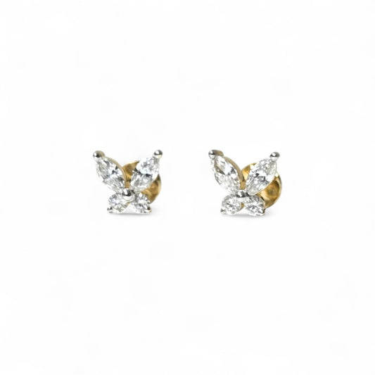 Mini Solitaire Diamond Wings Stud Earrings