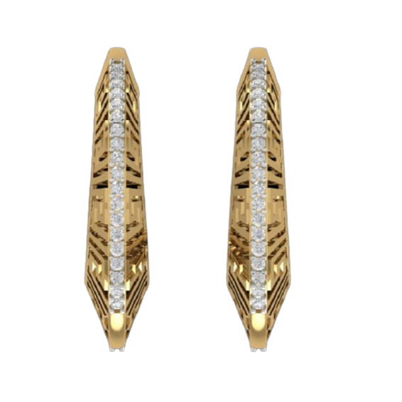 Modern Greek Key Diamond Hoop Earrings