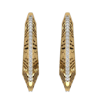 Modern Greek Key Diamond Hoop Earrings