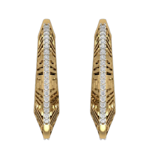 Modern Greek Key Diamond Hoop Earrings