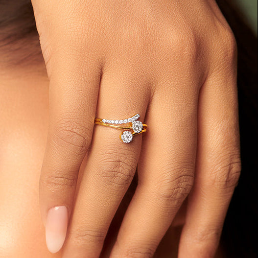 Designer Split Twin Floral Diamond Ring
