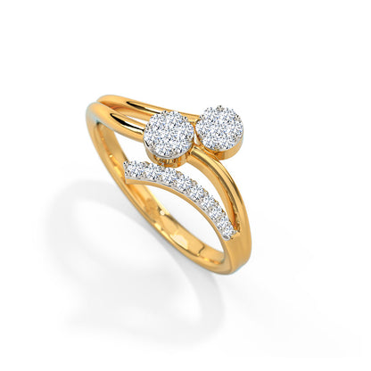 Designer Split Twin Floral Diamond Ring