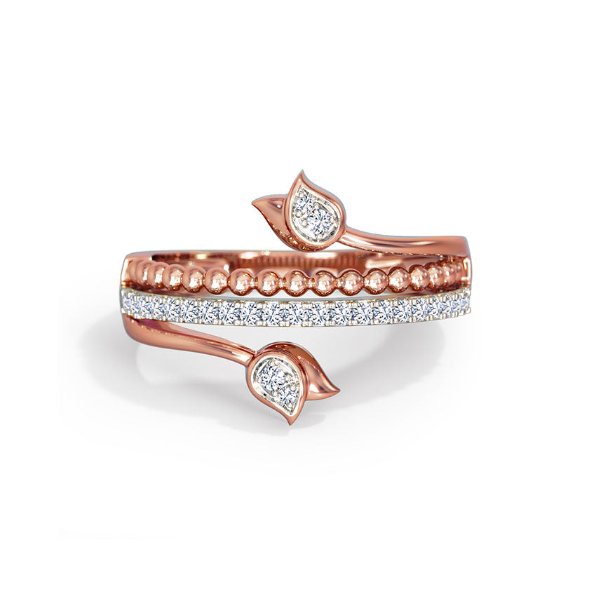 Leaf Inspired Dual Band Diamond Ring