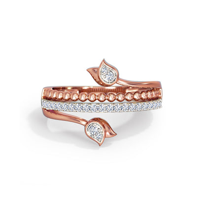 Leaf Inspired Dual Band Diamond Ring