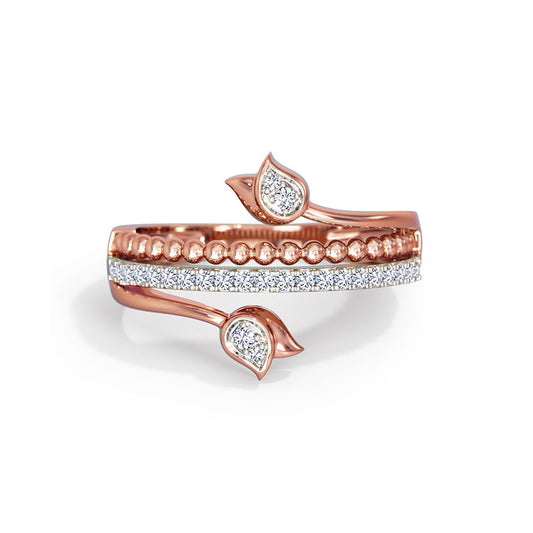 Leaf Inspired Dual Band Diamond Ring