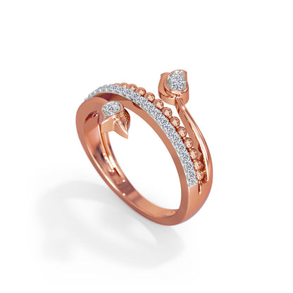 Leaf Inspired Dual Band Diamond Ring
