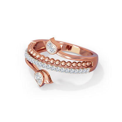 Leaf Inspired Dual Band Diamond Ring
