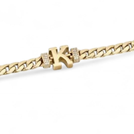 Gold and Diamond Customize Letter Chain Bracelet