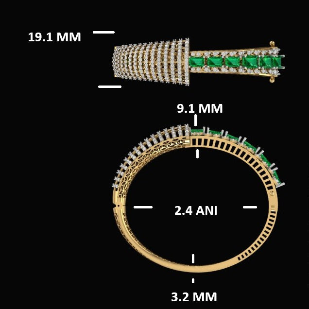 Regal Emerald & Diamond Statement Bangle