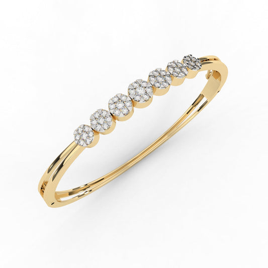 Elegant Floral Cluster Design Diamond Bangle Bracelet