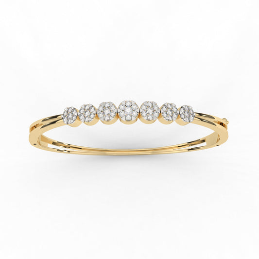 Elegant Floral Cluster Design Diamond Bangle Bracelet