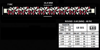 Ruby and Diamond Floral Wide Bracelet