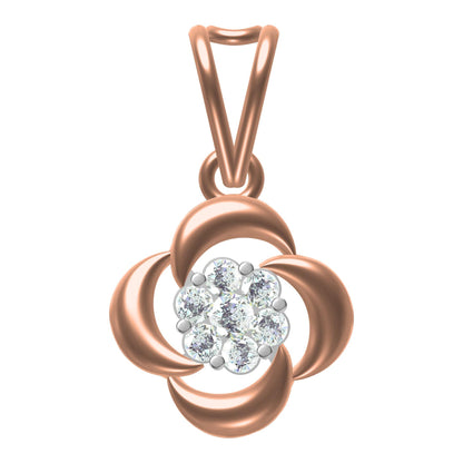 Elegant Rose Gold Floral Diamond Pendant and Earrings Set