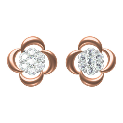 Elegant Rose Gold Floral Diamond Pendant and Earrings Set