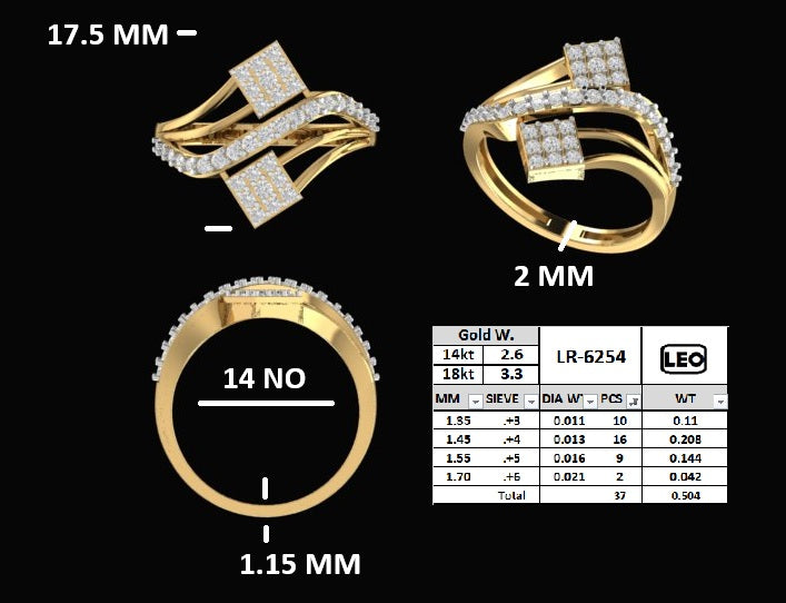 Modern Asymmetrical Cluster Diamond Ring