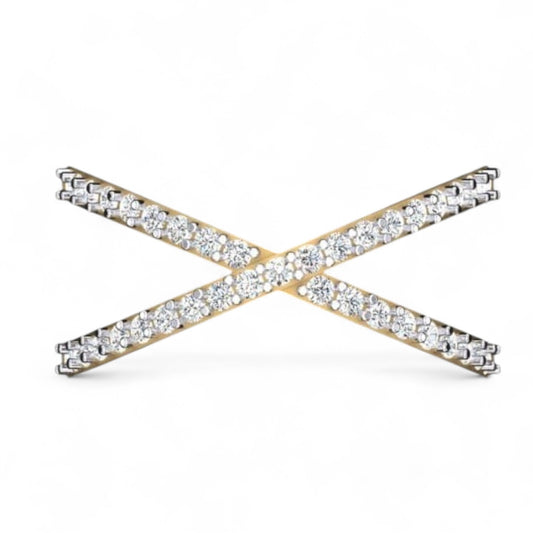 Stylish Criss-Cross Diamond Ring