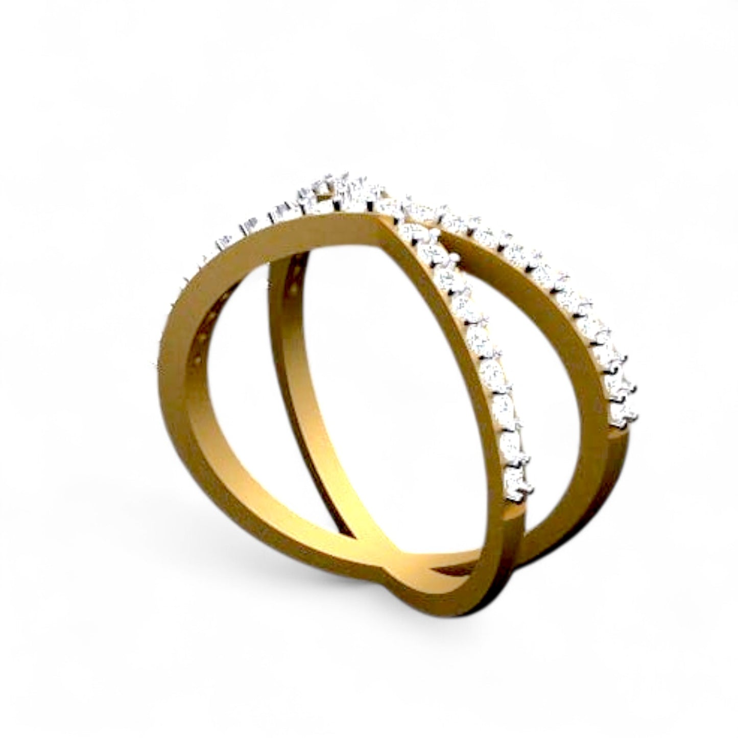 Stylish Criss-Cross Diamond Ring
