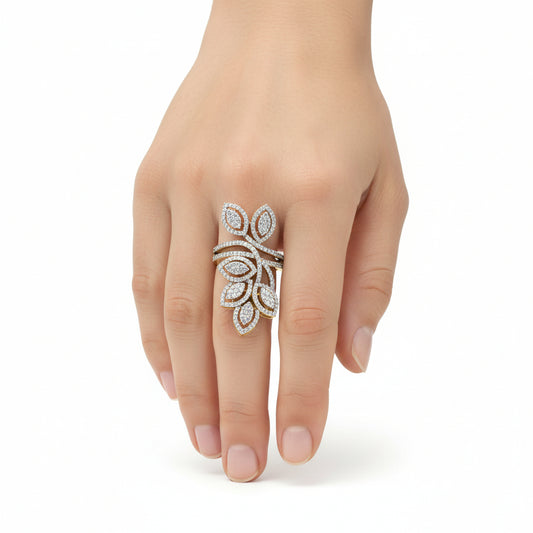 Grand Leaf Diamond Statement Ring