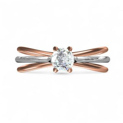 Twisted Dual Tone Solitaire Ring