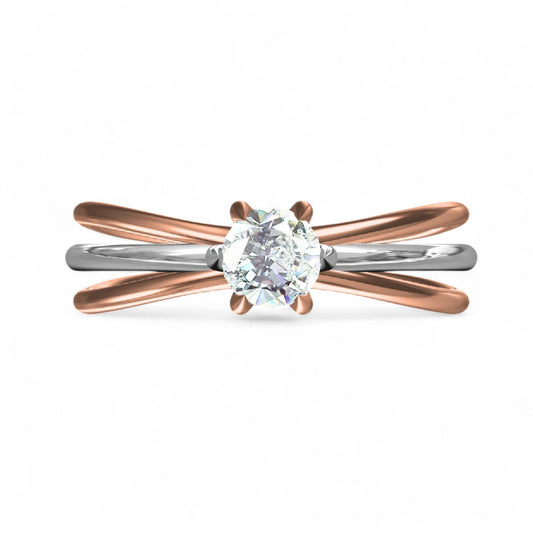 Twisted Dual Tone Solitaire Ring