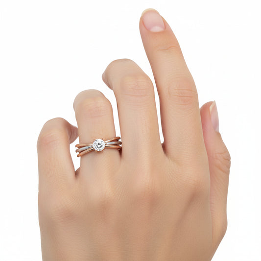 Twisted Dual Tone Solitaire Ring