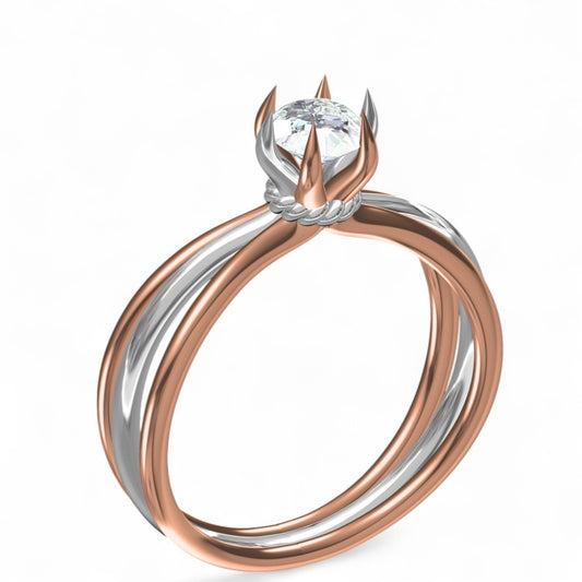 Twisted Dual Tone Solitaire Ring