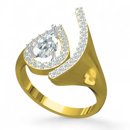 Regal Pear Diamond Halo Ring