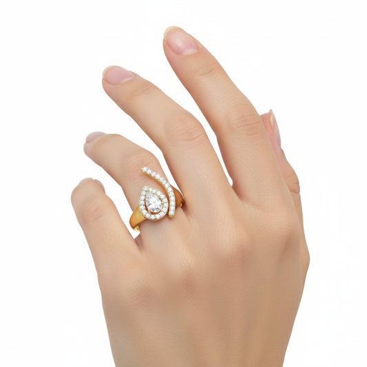 Regal Pear Diamond Halo Ring