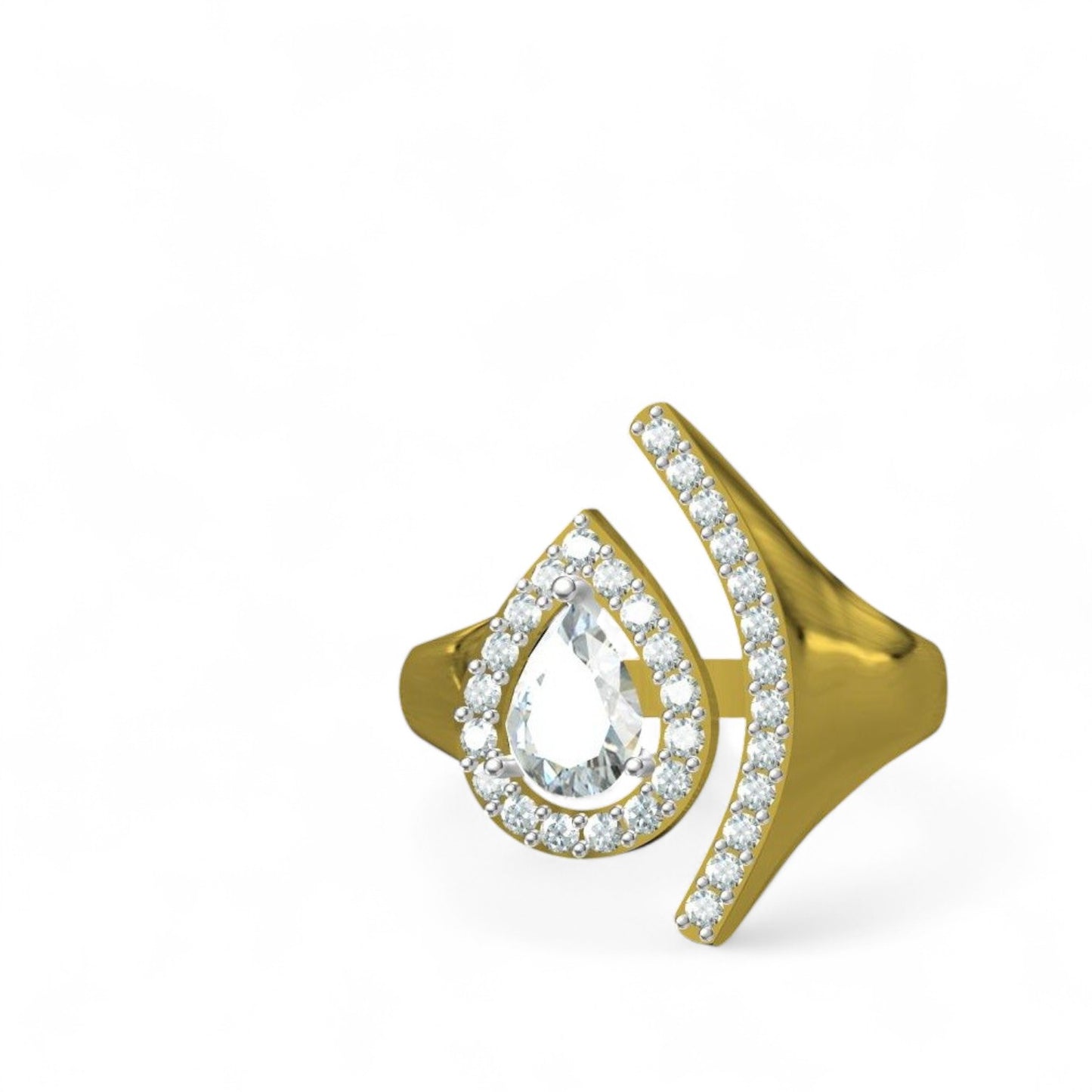 Regal Pear Diamond Halo Ring
