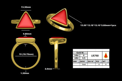 Bold Red Triangle Solitaire Ring