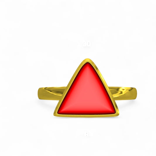 Bold Red Triangle Solitaire Ring