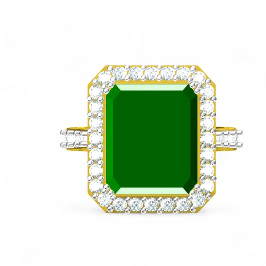 Emerald Cut Green Gem Halo Ring