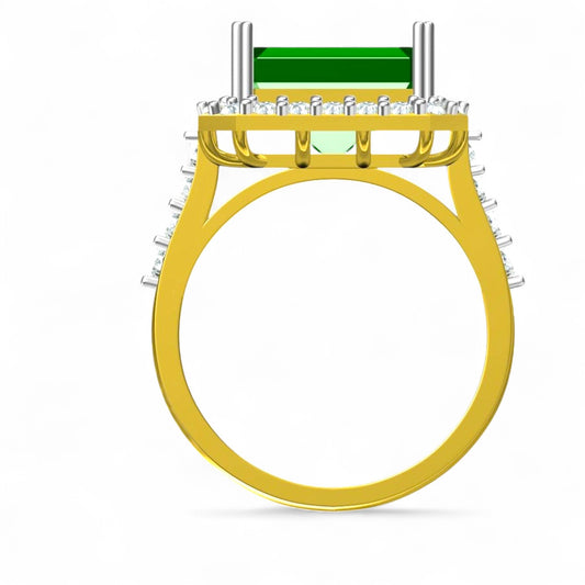 Emerald Cut Green Gem Halo Ring