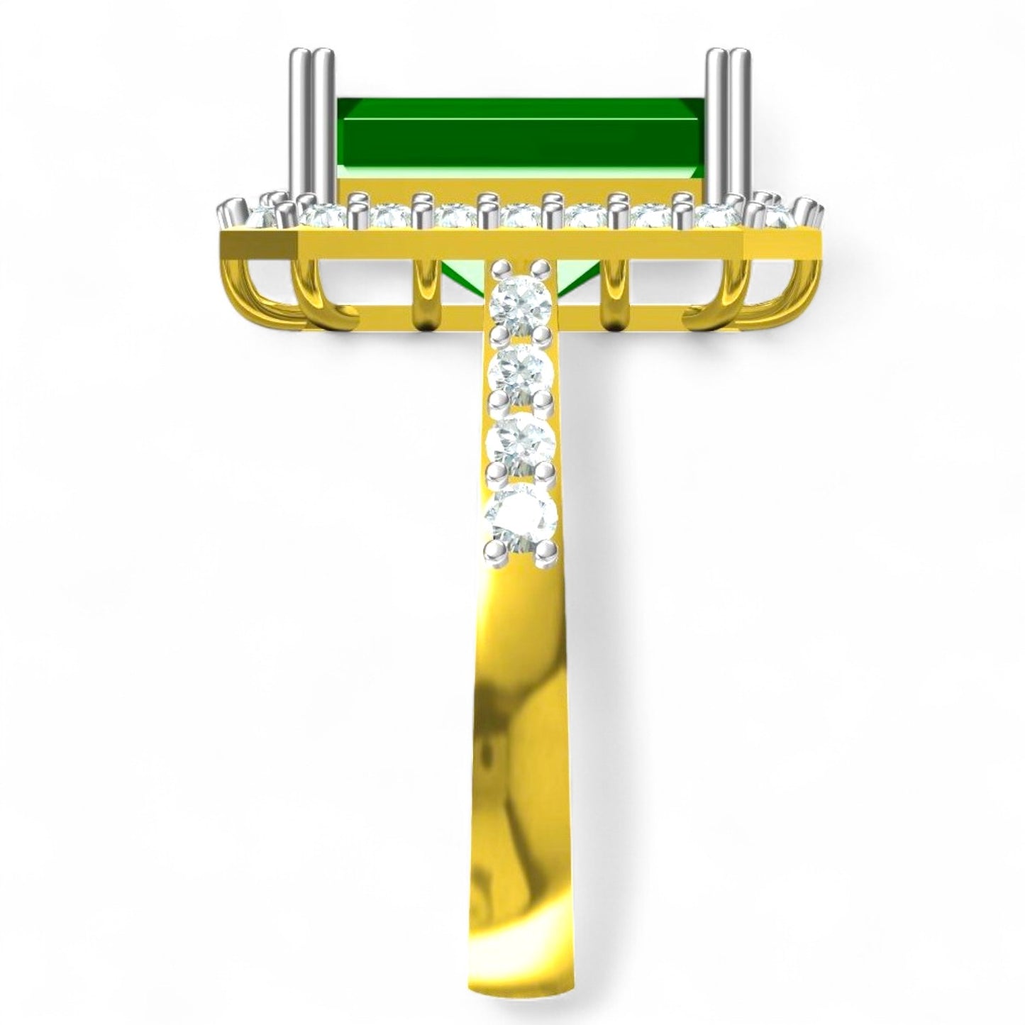 Emerald Cut Green Gem Halo Ring