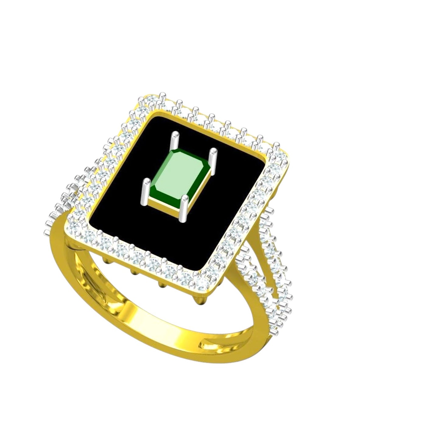 Modern Emerald Halo Cocktail Ring