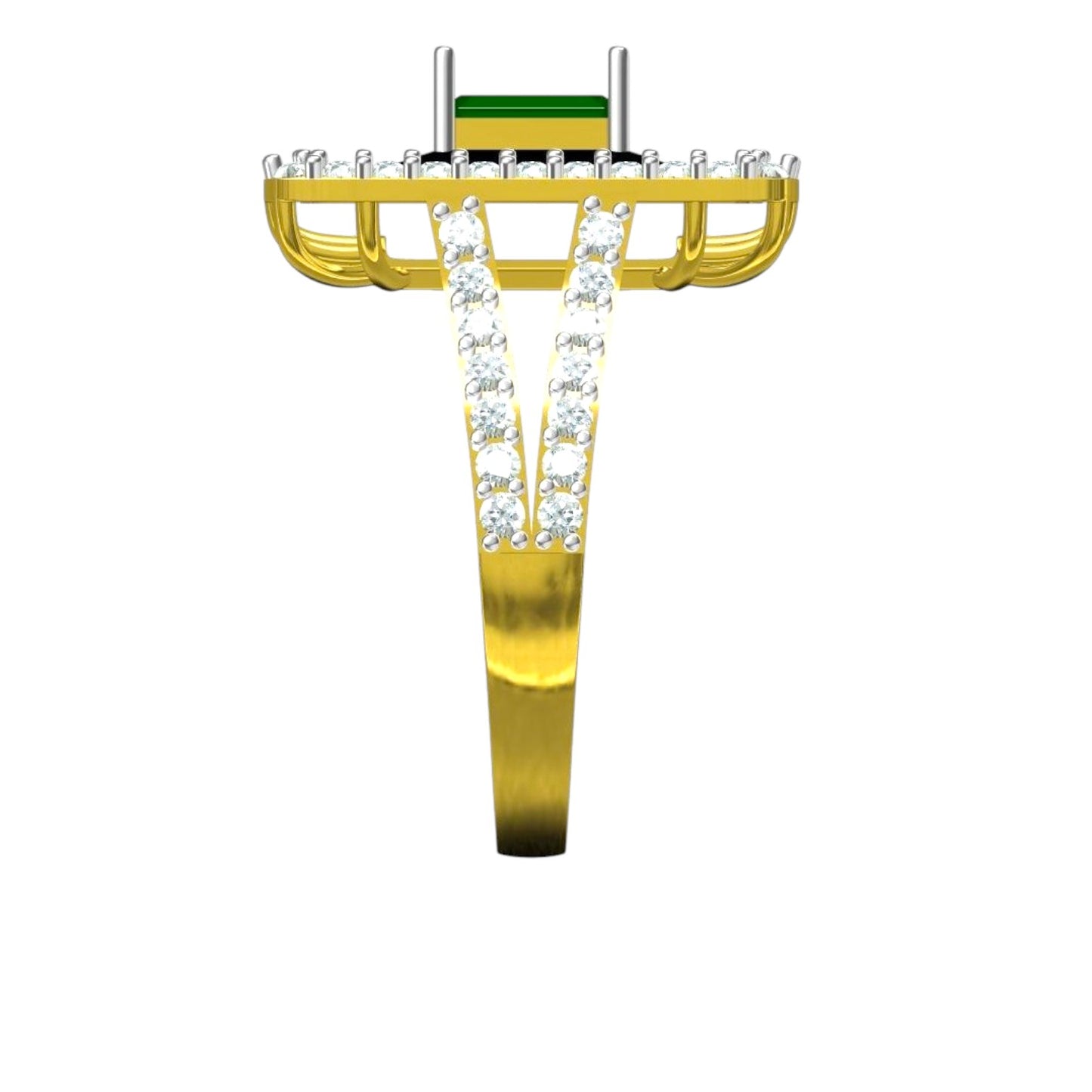 Modern Emerald Halo Cocktail Ring