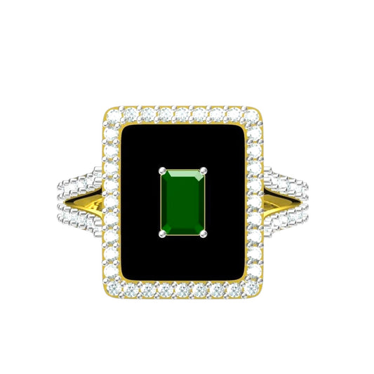 Modern Emerald Halo Cocktail Ring