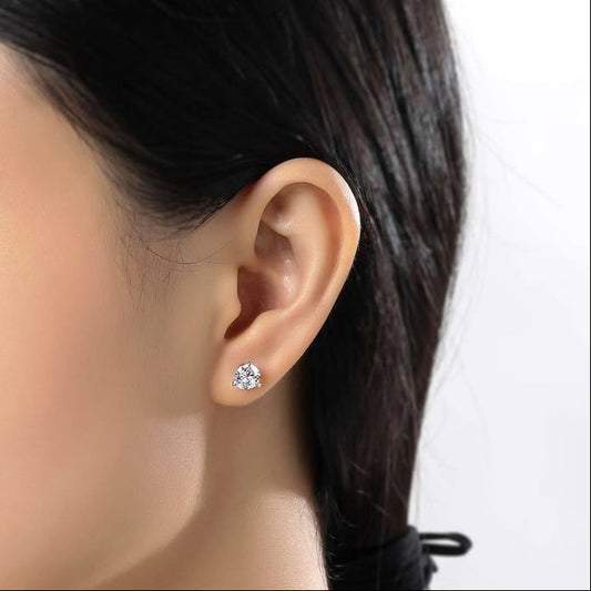 3 Prong Round Solitaire Stud Earrings