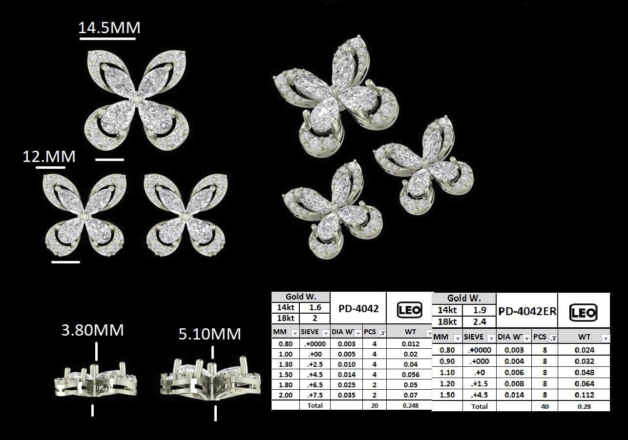 Designer butterfly flaps stud earrings with pendant
