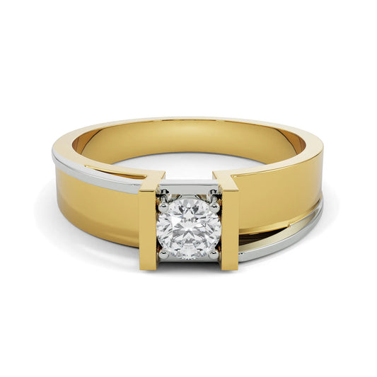 Dual Tone Gold Solitaire Diamond Ring