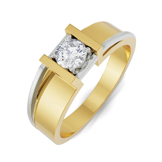 Dual Tone Gold Solitaire Diamond Ring